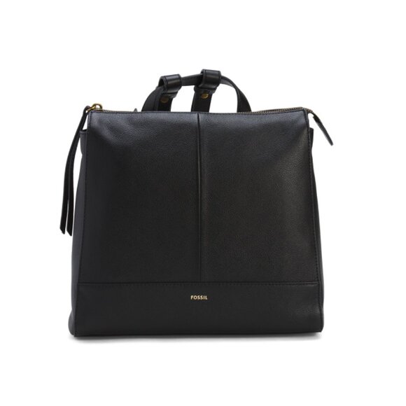 FOSSIL Black Leather Backpack - Picture 1 of 2